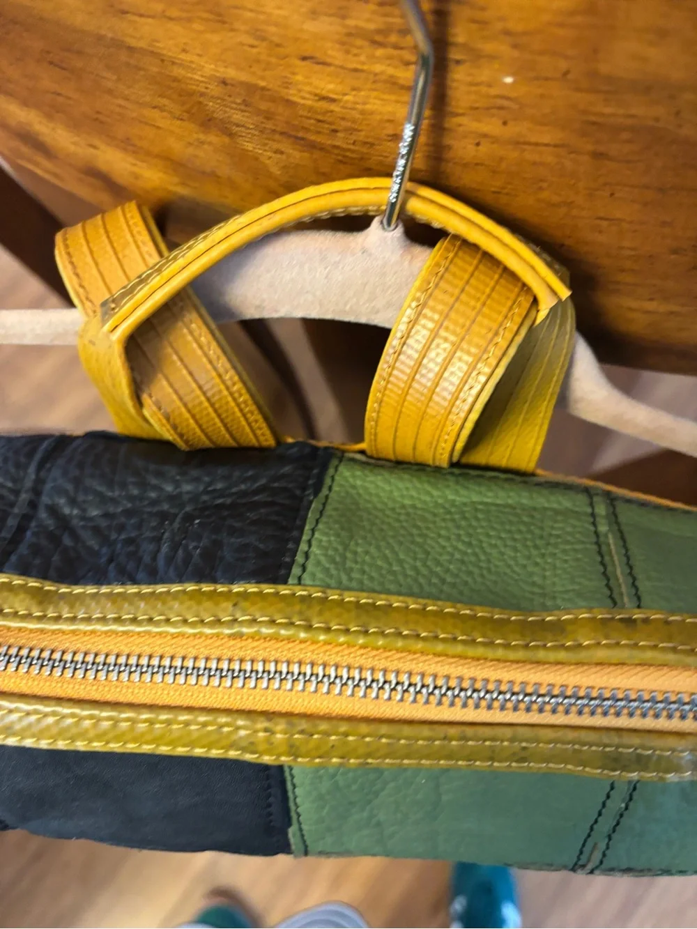 Elvis & Kresse Leather Colorblock Shoulder Bag Black, Olive, Light Blue, Mustard